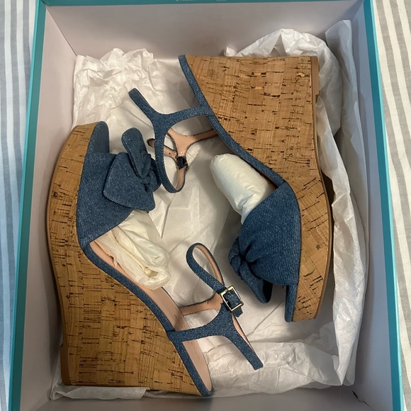 Adorable Kate Spade Janae denim blue Wedge Sandals size 9 - Picture 5 of 9